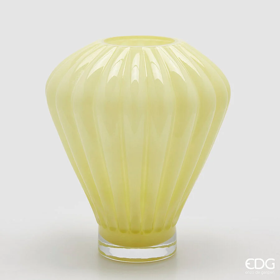 EDG Enzo De Gasperi Vaso Diamante H 35 Cm D 30 Cm Vetro Light Yellow