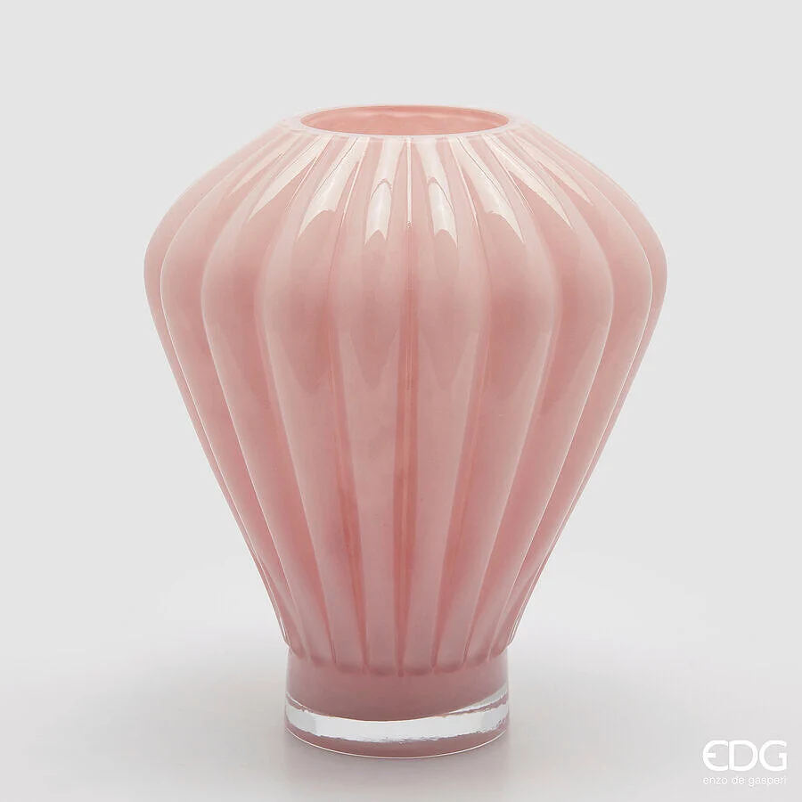 EDG Enzo De Gasperi Vaso Diamante H 35 Cm D 30 Cm Vetro Pink