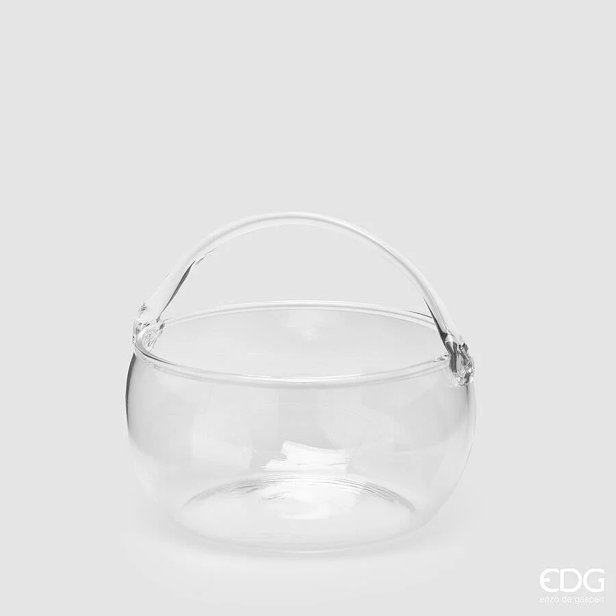 EDG Enzo De Gasperi Vaso Nida Cesto H 16 Cm D 16,5 Cm Natural Trasparente