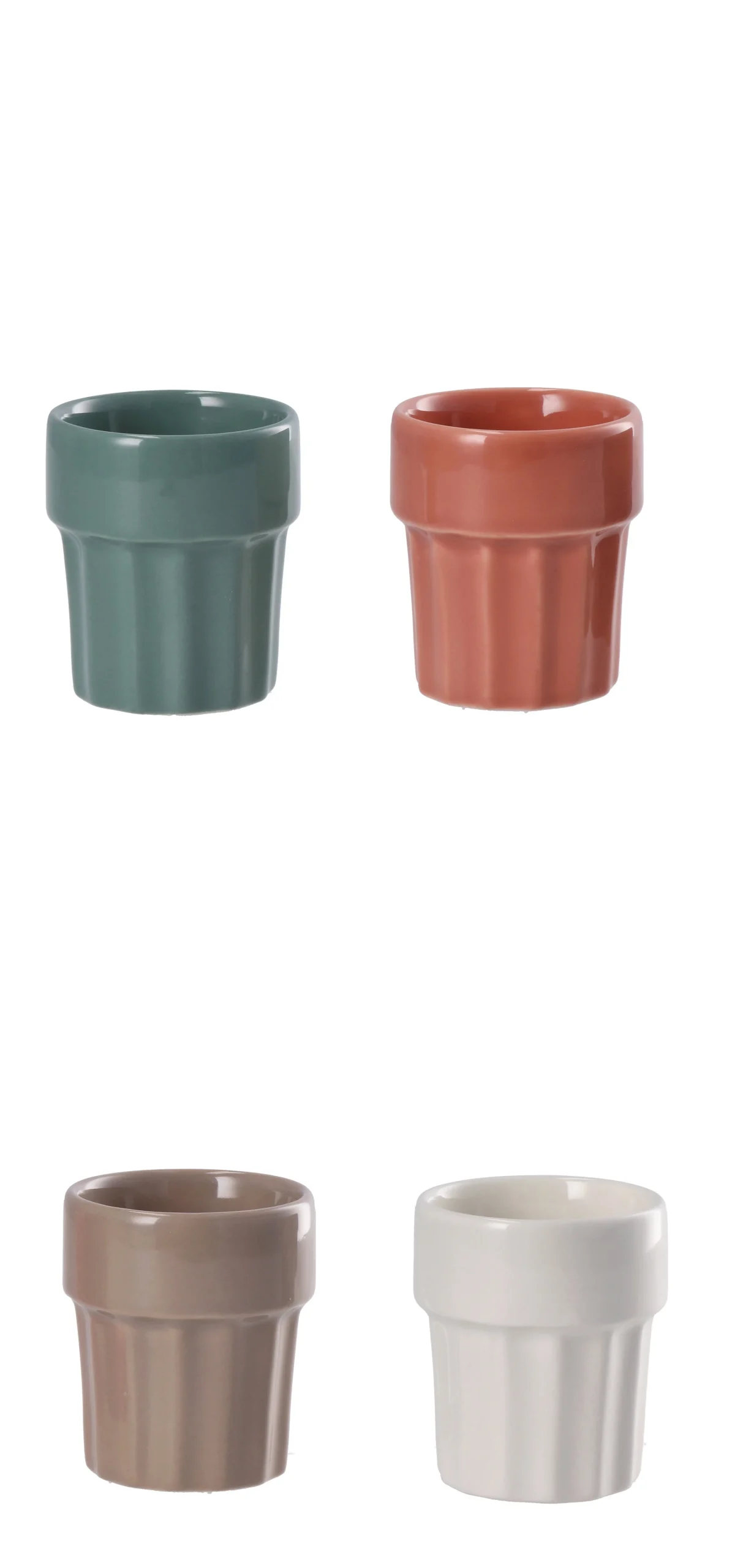 Ad Trend Bicchierino Righe Coen Ceramica Ass. 95 Cl Bianco Grigio Rosso Salvia 1 Pz
