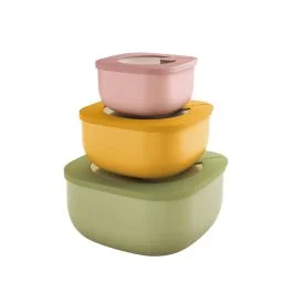 STORE&MORE BIO SET 3 CONTENITORI ERMETICI BASSI CON COPERCHIO