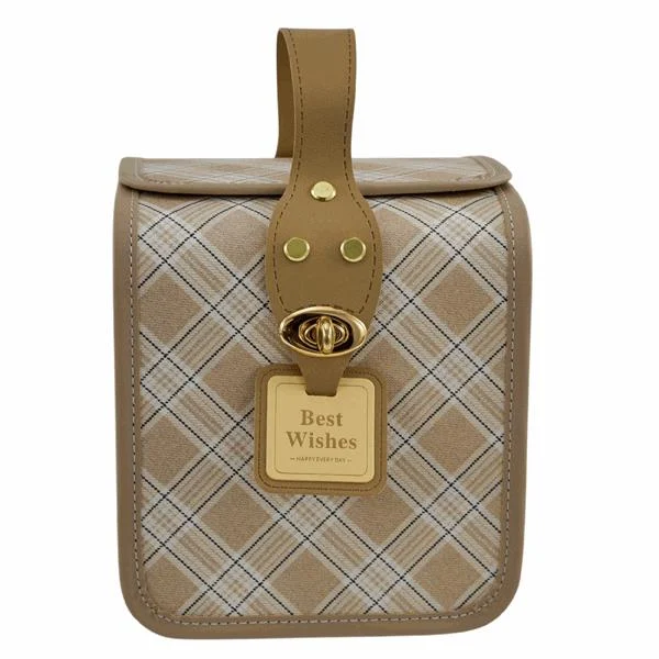 L'Arcolaio Bauletto Quadrato Medio Vintage Brown 16,3x16,3x17,5 cm