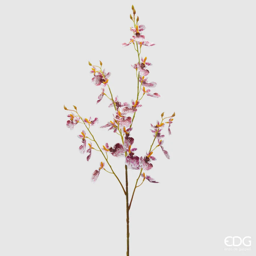 EDG Enzo De Gasperi Orchidea Oncidium Ramo x4 Artificiale H 80 Cm White Violet