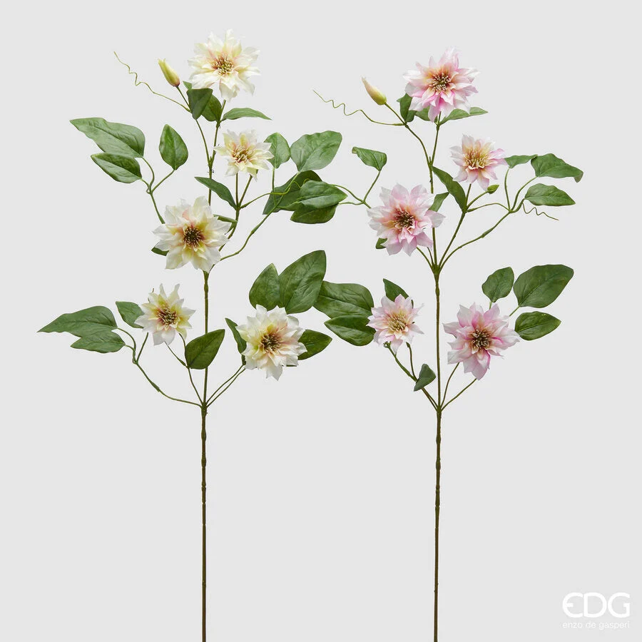 EDG Enzo De Gasperi Ramo Clematis Artificiale con Fiori, Bocciolo e Foglie Ass. H 105 Cm Rosy Peach 1 Pz