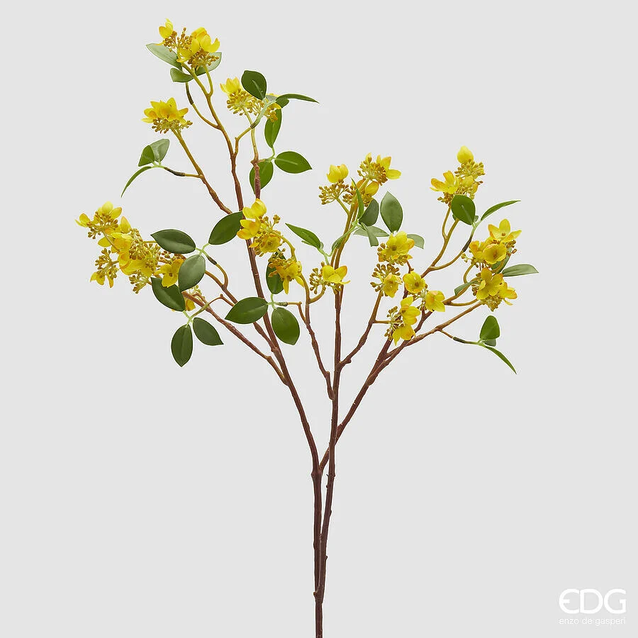 EDG Enzo De Gasperi Ramo Prunus Fiori Artificiale H 80 Cm Yellow