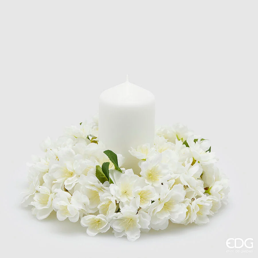 EDG Enzo De Gasperi Corona Sakura Fiori di Ciliegio Artificiale D 25 Cm White