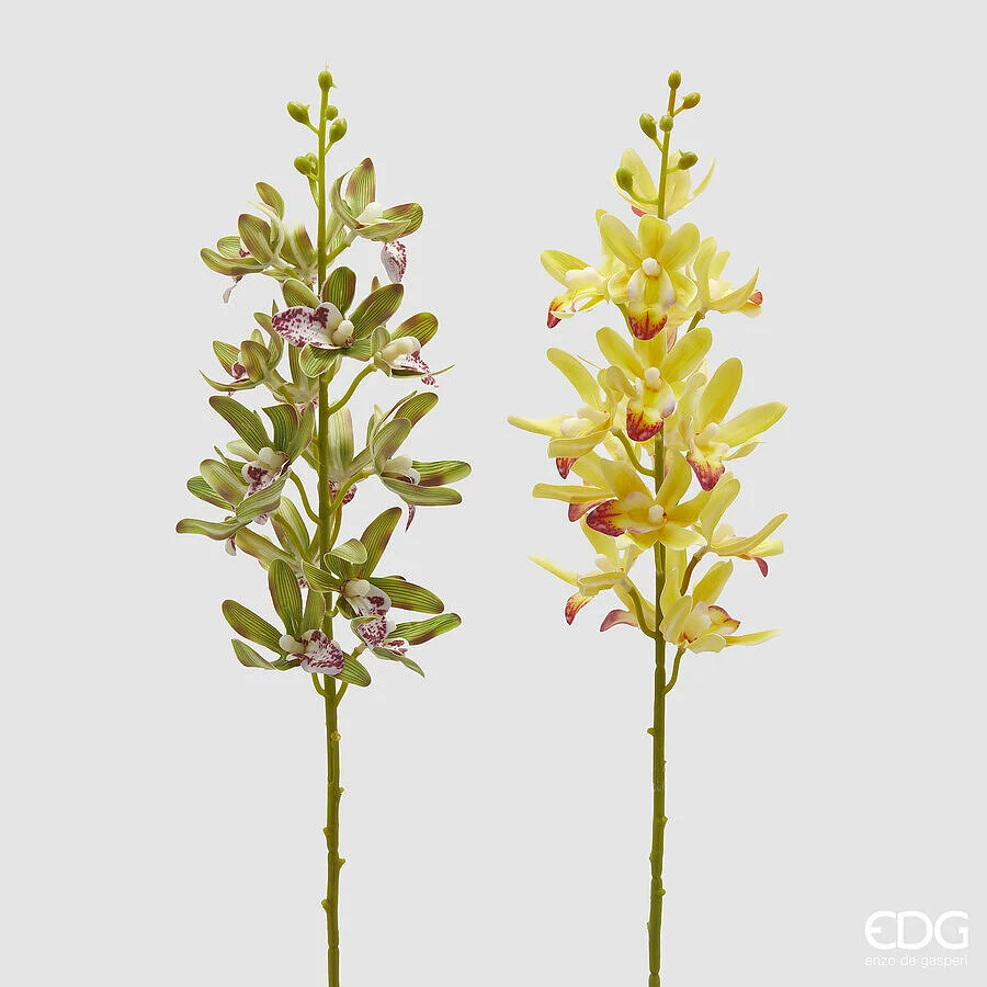 EDG Enzo De Gasperi Ramo Orchidea Cymbidium Artificiale H 70 Cm Ass. Yellow Green 1 Pz