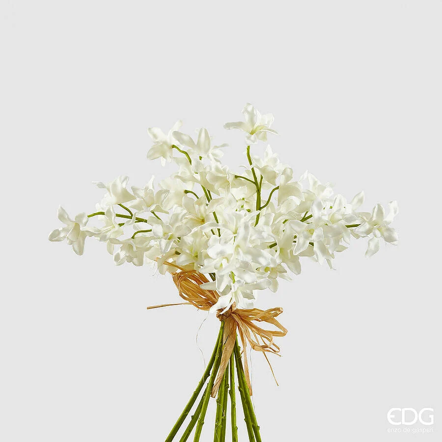 EDG Enzo De Gasperi Bouquet Orchidea Dendrobium Artificiale H 31 Cm White