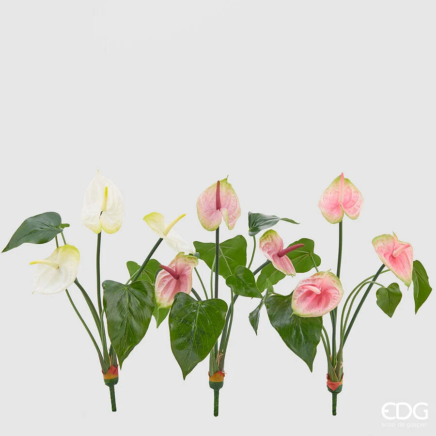 EDG Enzo De Gasperi Bouquet Anturium Artificiale 3 Rami H 45 Cm Ass. Multicolor 1 Pz