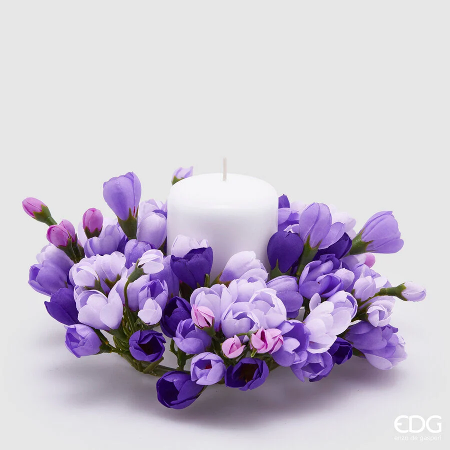 EDG Enzo De Gasperi Portacandela Corona Crocus-Mix D 21 Cm Int. 8 Cm Viola