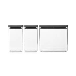 TASTY+ SET 3 BARATTOLI IMPILABILI 2X1.6L E 1X3.5L GRIGIO SCURO