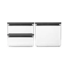 TASTY+ SET 3 BARATTOLI IMPILABILI 2X1.5L E 1X3.5L GRIGIO SCURO