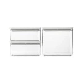 TASTY+ SET 3 BARATTOLI IMPILABILI 2X1.5L E 1X3.5L GRIGIO CHIARO