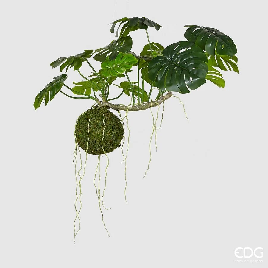 EDG Enzo De Gasperi Monstera Bell Pianta da Appendere Artificiale H 70 Cm L 110 Cm Green
