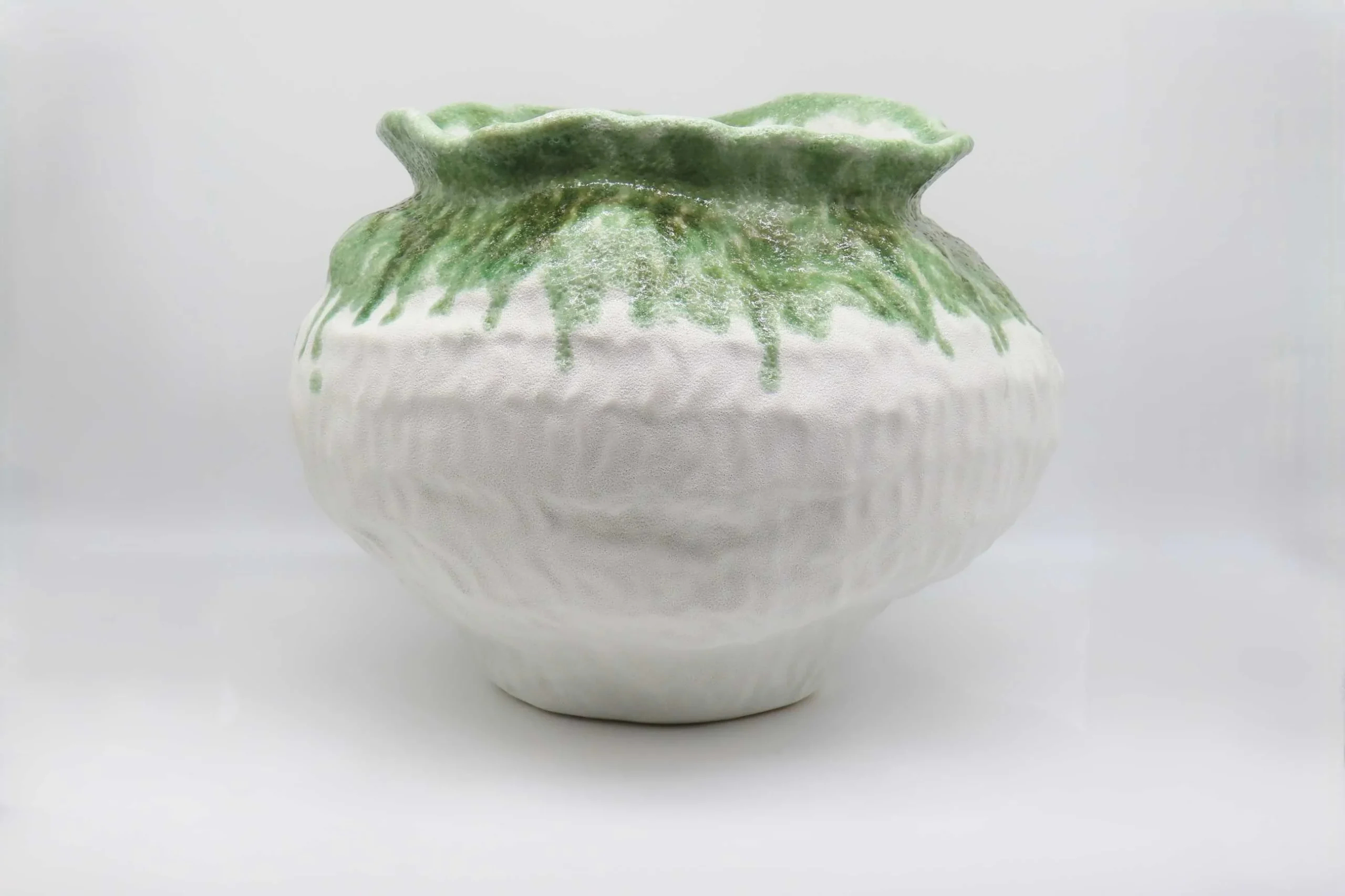 BONTURI CASA HOME DECORATION Orcio Grande H 21 Cm 39 x 39 Cm Ceramica Lava White Green