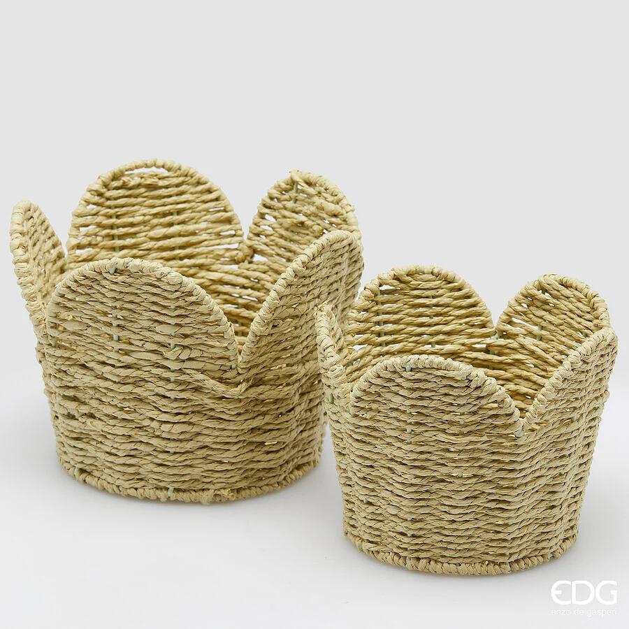 EDG Enzo De Gasperi Set 2 Pz Cesto Fiore H 18 Cm D 23 Cm H 15 Cm D 19 Cm Sage