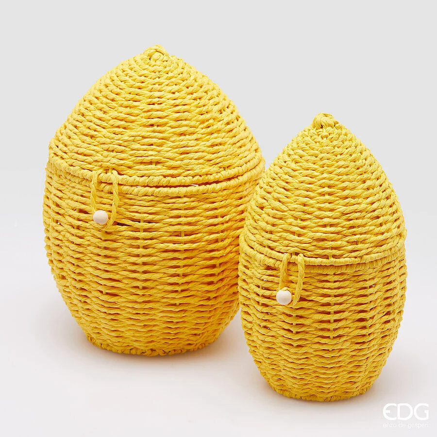 EDG Enzo De Gasperi Vaso Cesto Uovo H 30 Cm D 20,5 Cm H 25 Cm D 15 Cm  Yellow 2 Pz