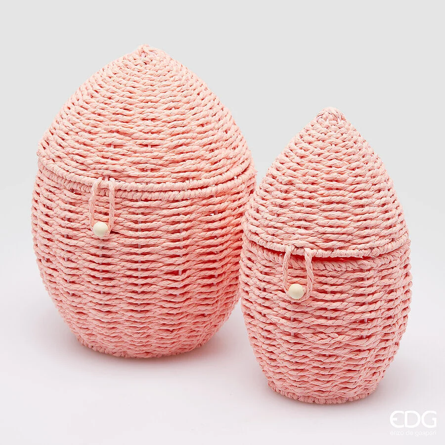 EDG Enzo De Gasperi Vaso Cesto Uovo H 30 Cm D 20,5 Cm H 25 Cm D 15 Cm Pink 2 Pz