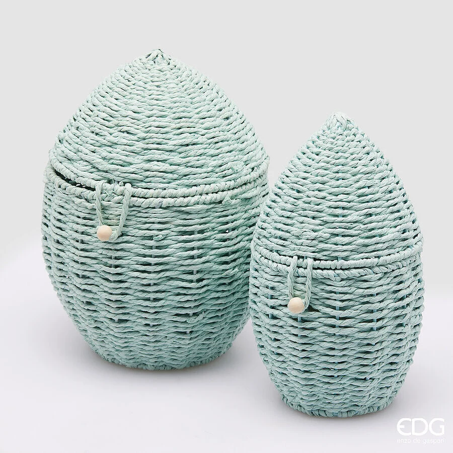 EDG Enzo De Gasperi Vaso Cesto Uovo H 30 Cm D 20,5 Cm H 25 Cm D 15 Cm Light Blue 2 Pz