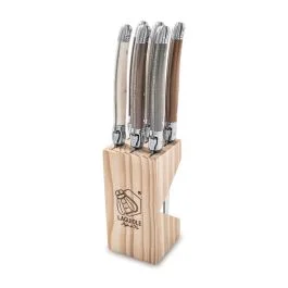 SET 6 COLTELLI BISTECCA CON CEPPO COLORI ASSORTITI