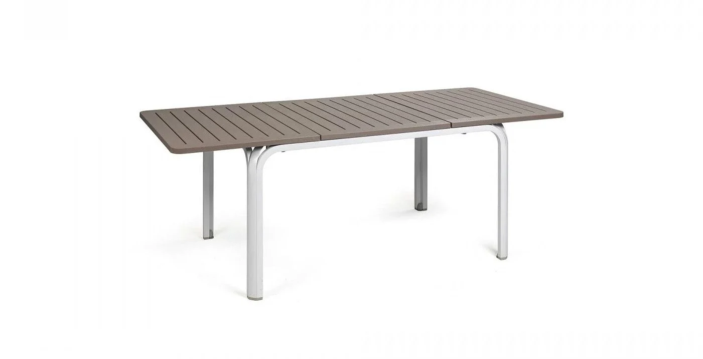 Nardi Tavolo Alloro 140 Extensible Tortora Allungabile 140-210cm Piedini Bianco
