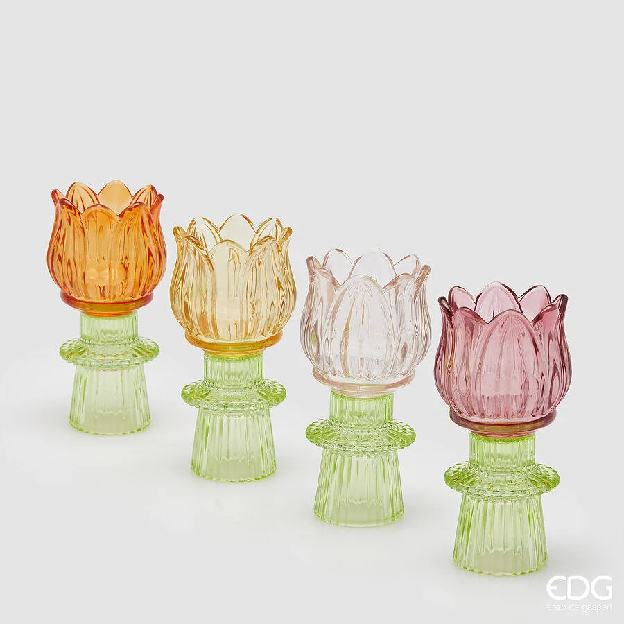 EDG Enzo De Gasperi Portacandela Tulipano Spring H 14 Cm D 7 Cm 4 Ass. Multicolor 1 Pz