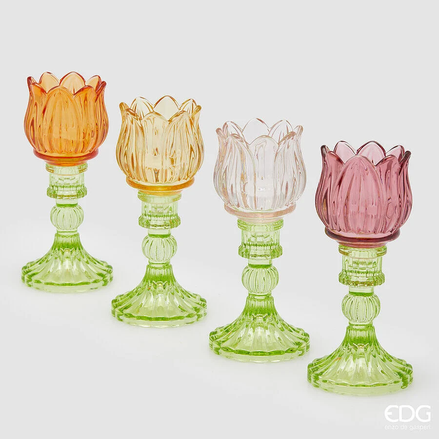 EDG Enzo De Gasperi Portacandela Tulipano Spring H 17,5 Cm D 8 Cm 4 Ass. Multicolor 1 Pz