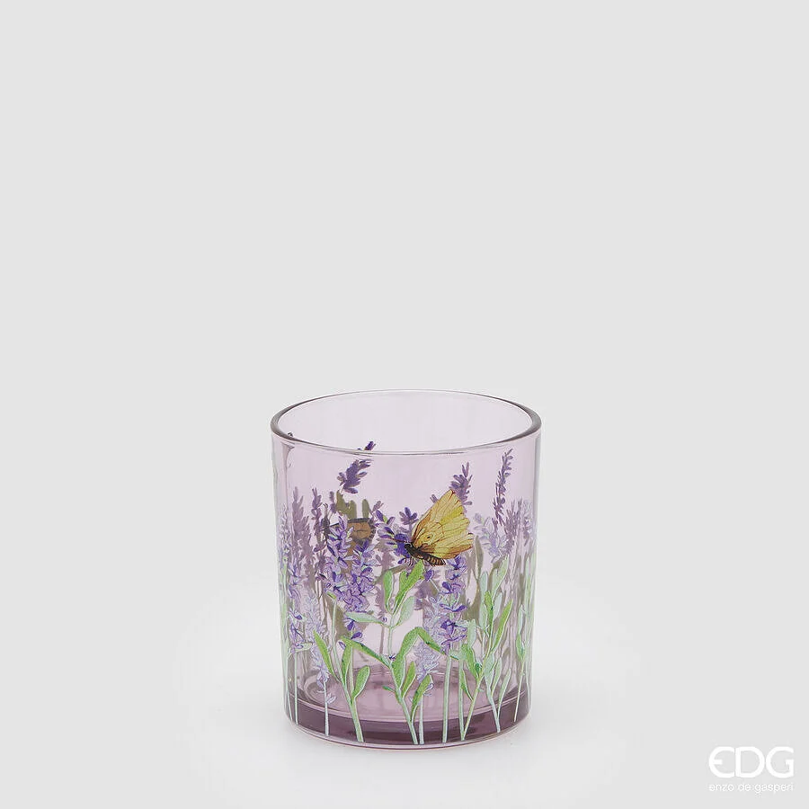 EDG Enzo De Gasperi Portacandela Lavanda Cilindro H 10 Cm D 9 Cm Lavander