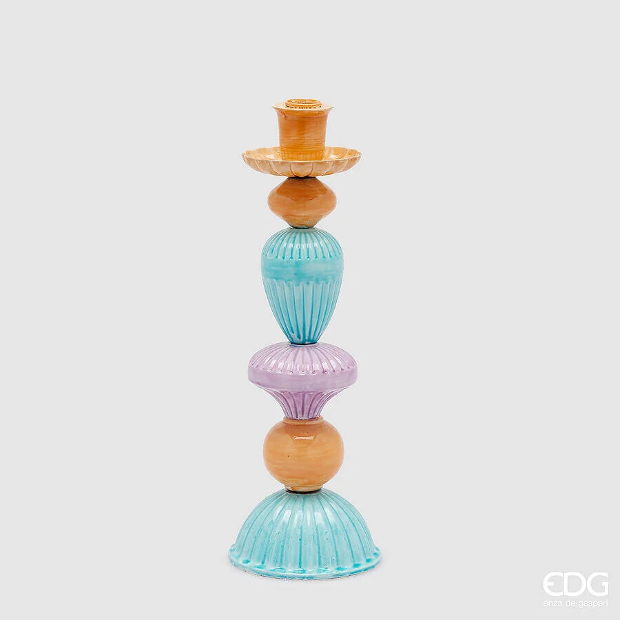 EDG Enzo De Gasperi Portacandela Colormix H 35 Cm D 13 Cm Metallo Multicolor