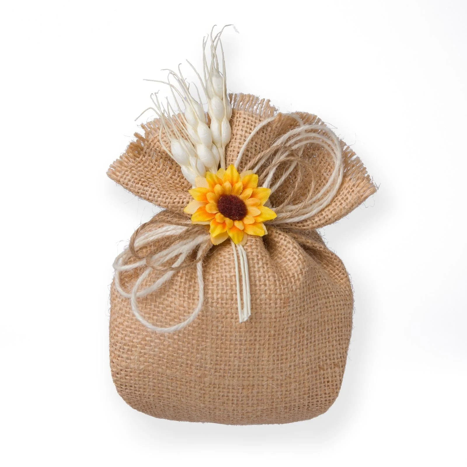 Creazioni per Enzo Sacchetto Bomboniera Portaconfetti Juta Naturale 14x12 cm Cf 10 pz