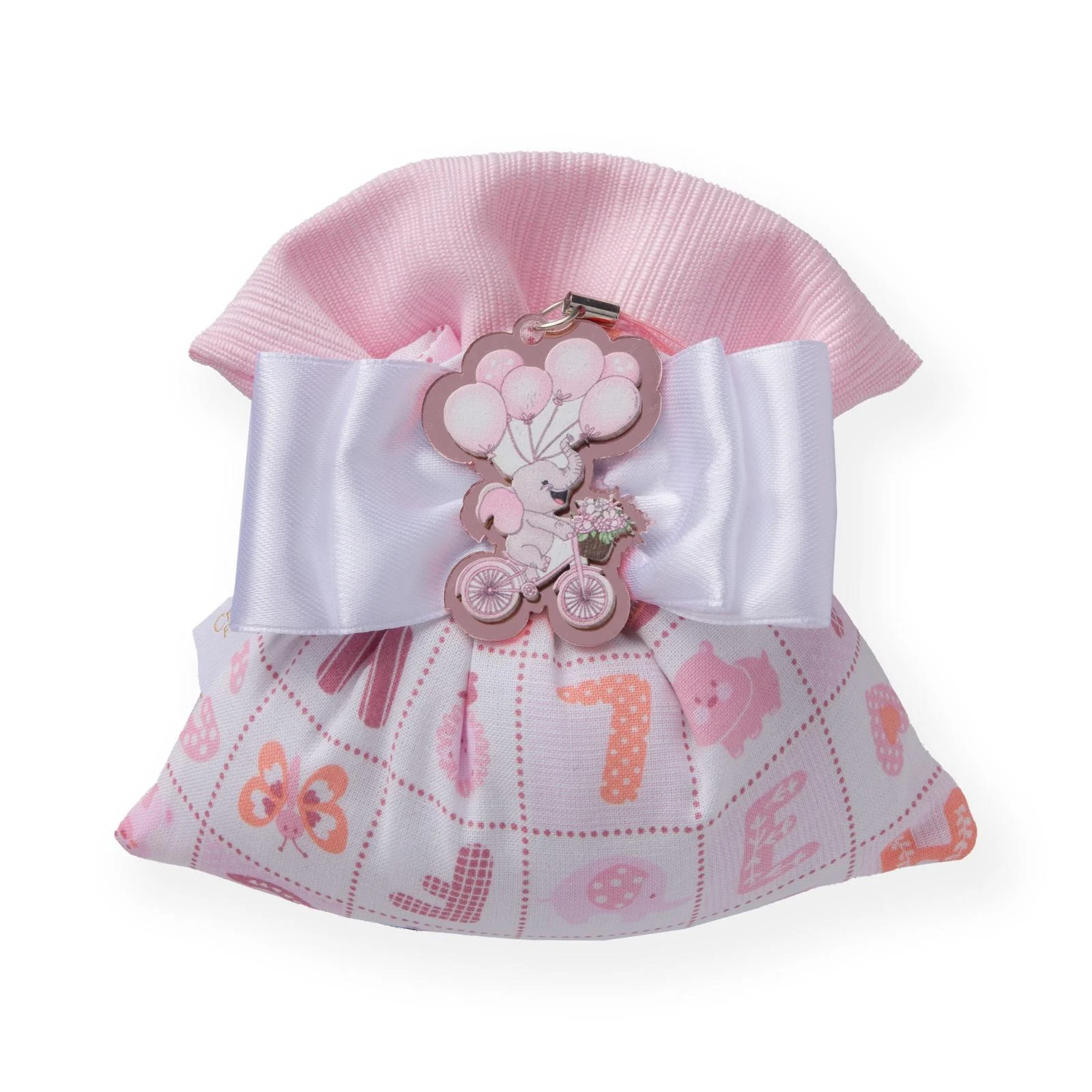 Creazioni per Enzo Sacchetto Bomboniera Baby Letterina Rosa 11x9 cm Portaconfetti Cf 10 pz