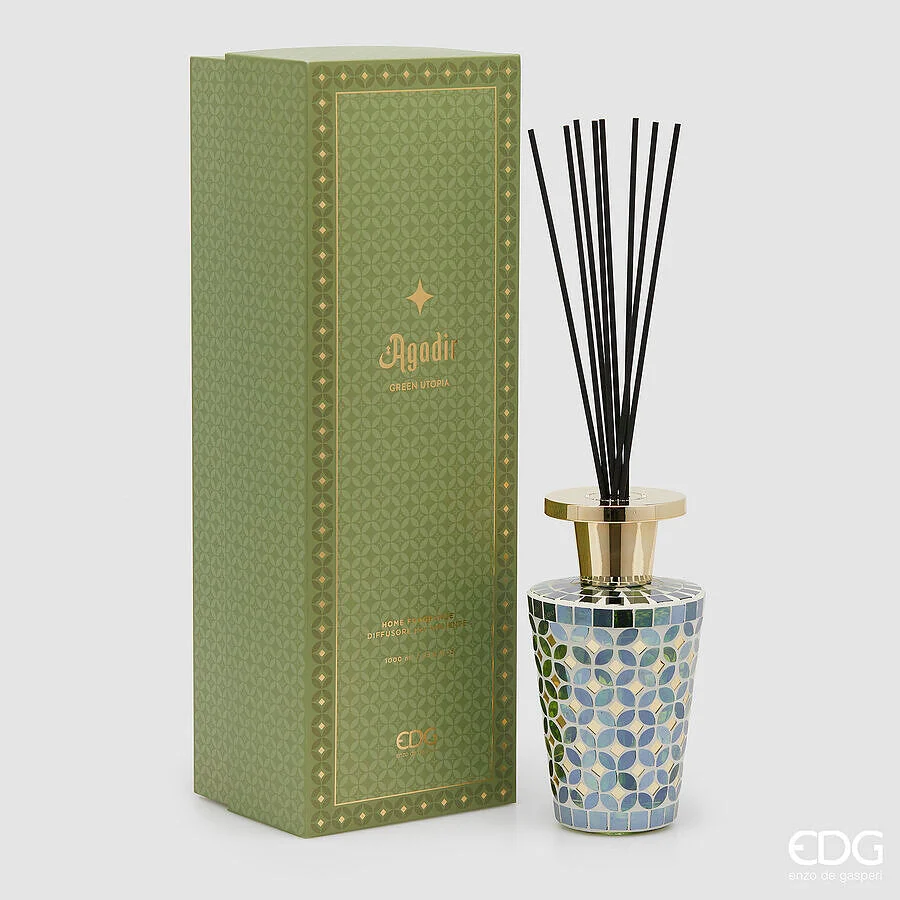 EDG Enzo De Gasperi Profumatore Bottiglia Agadir 1.000 Ml H 24 Cm D 13 Cm Green Utopia