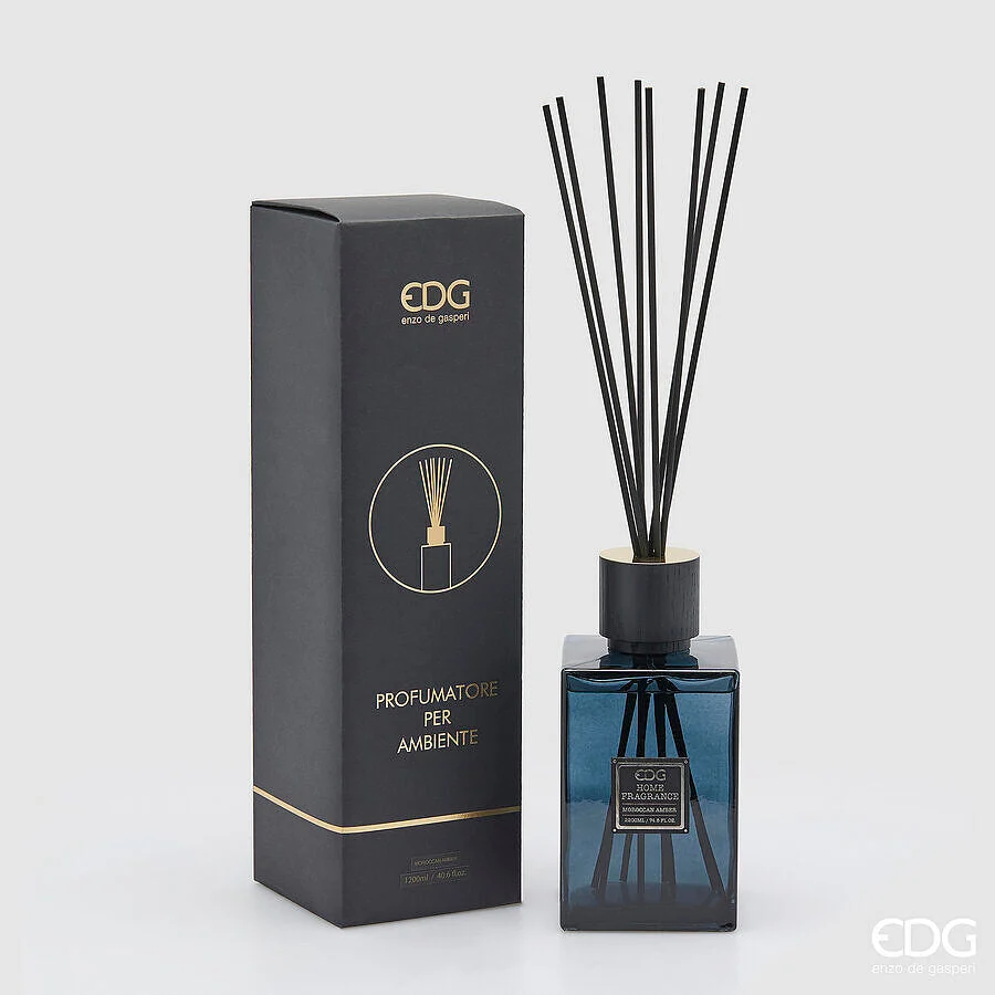 EDG Enzo De Gasperi Profumatore Bottiglia Quadrata 1.200 Ml H 22 Cm Moroccan Amber Scatola Regalo