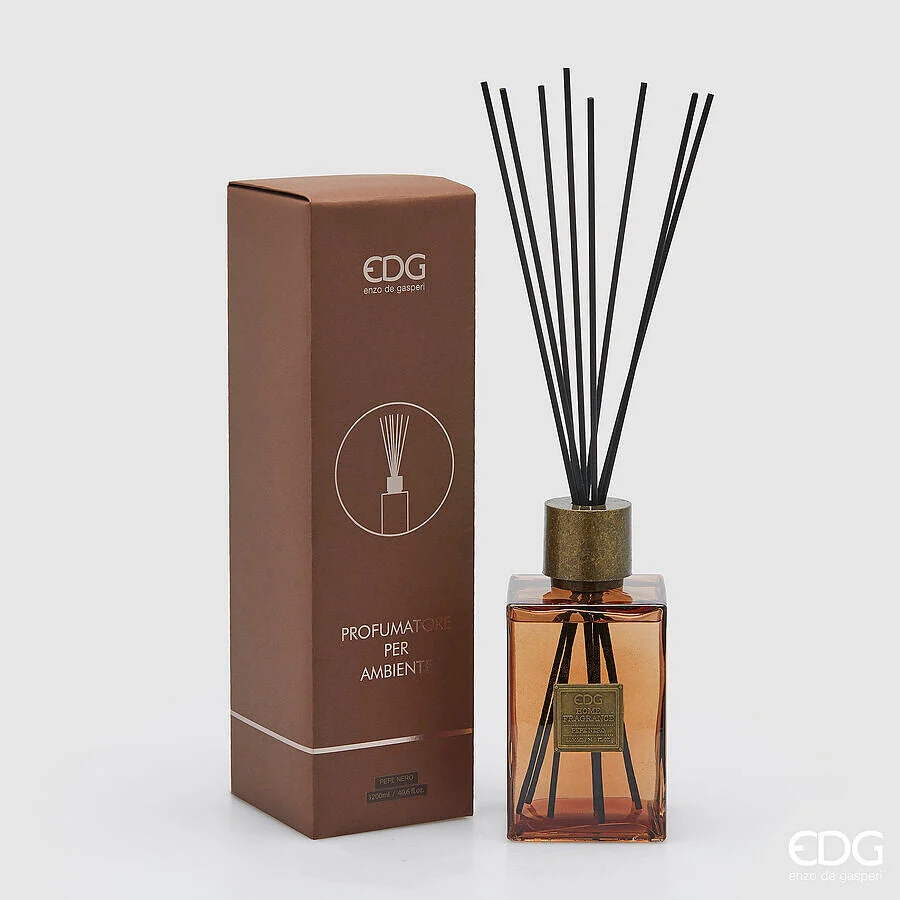 EDG Enzo De Gasperi Profumatore Bottiglia Quadrata 1.200 Ml H 22 Cm Black Pepper Scatola Regalo