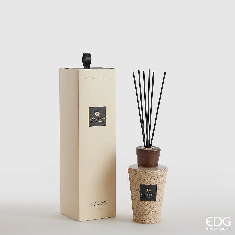 EDG Enzo De Gasperi Profumatore Bottiglia Cuir 300 Ml H 17 Cm Moroccan Amber Scatola Regalo