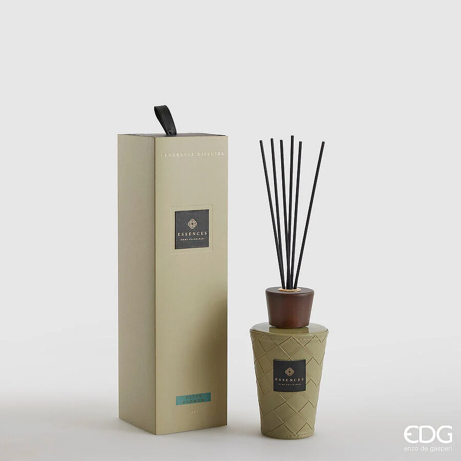 EDG Enzo De Gasperi Profumatore Bottiglia Cuir 300 Ml H 17 Cm Olive Flower Scatola Regalo