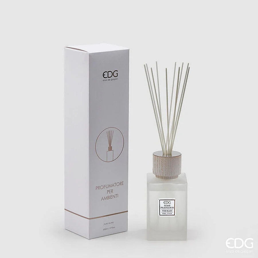 EDG Enzo De Gasperi Profumatore Bottiglia Quadrata Satin 500 Ml H 17 Cm Pure Island Scatola Regalo
