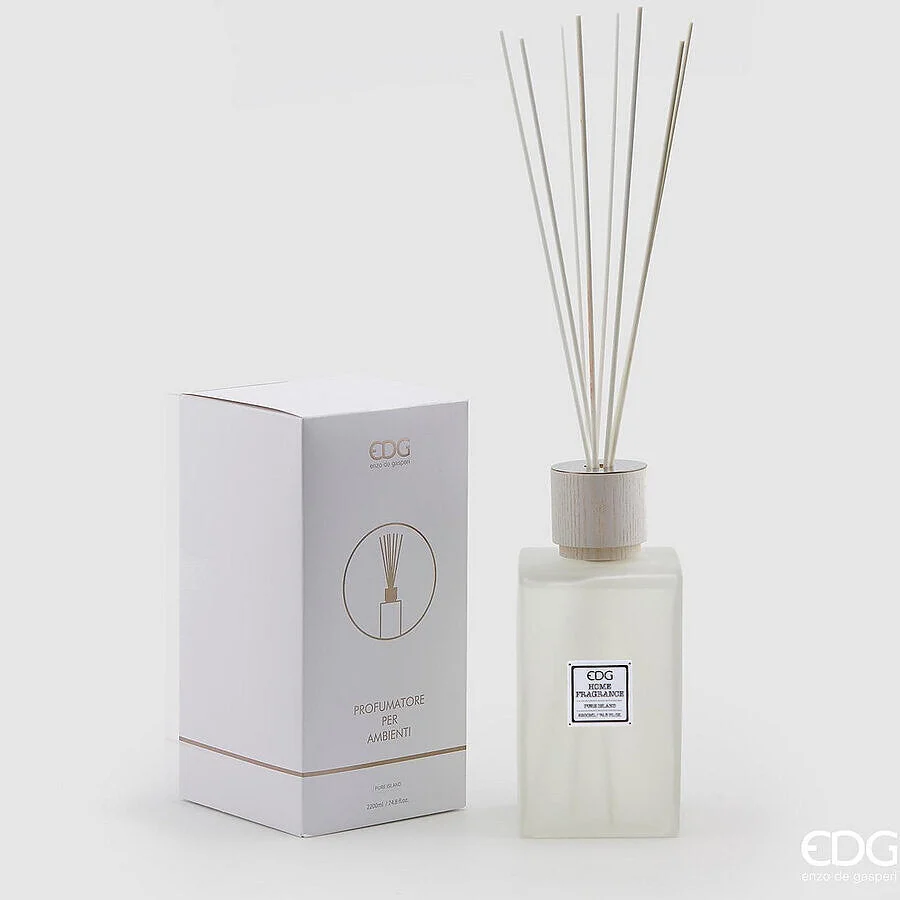 EDG Enzo De Gasperi Profumatore Bottiglia Quadrata Satin 2.200 Ml H 27 Cm Pure Island Scatola Regalo