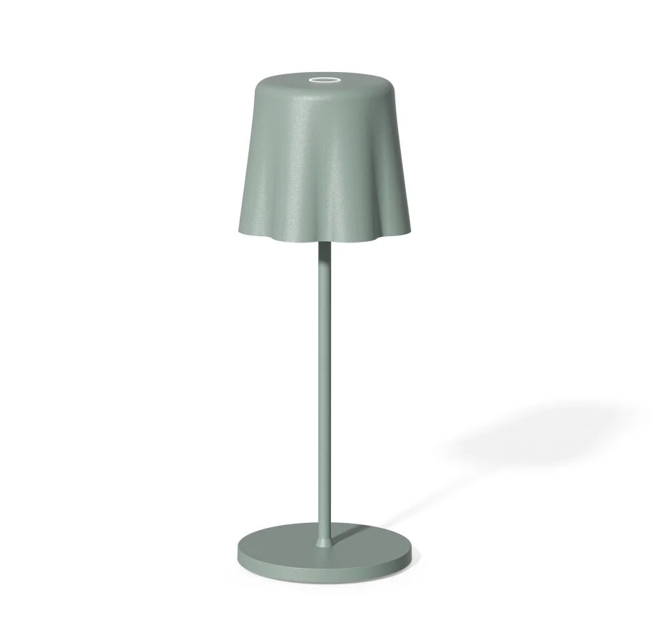 Fade Lampada da Tavolo Aladina Led Ricaricabile H 30 Cm D 11 Cm Wireless Dimmerabile Salvia