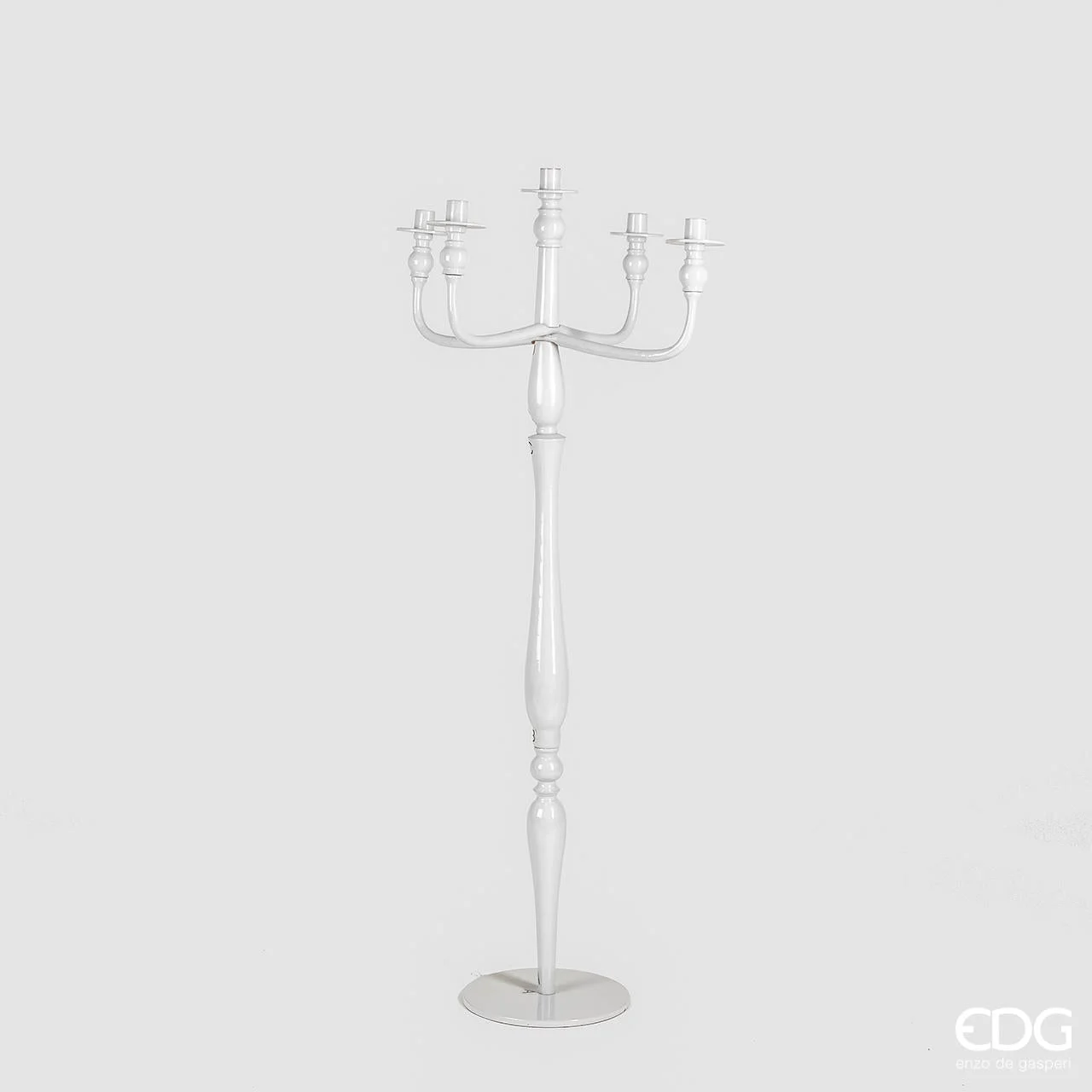 EDG Enzo De Gasperi Portacandela Glossy 5 Fiamme H 126 Cm D 57 Cm Bianco