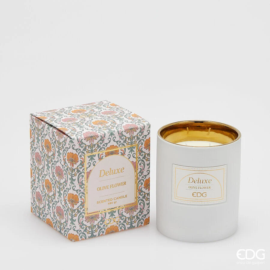 EDG Enzo De Gasperi Candela Deluxe con Profumo H 12 Cm D 10 Cm Olive Flower Scatola Regalo