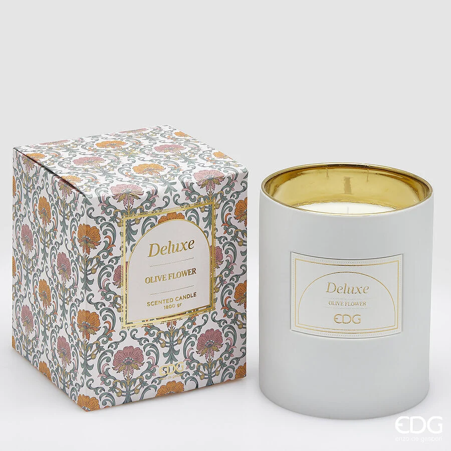 EDG Enzo De Gasperi Candela Deluxe con Profumo H 18 Cm D 15 Cm Olive Flower Scatola Regalo
