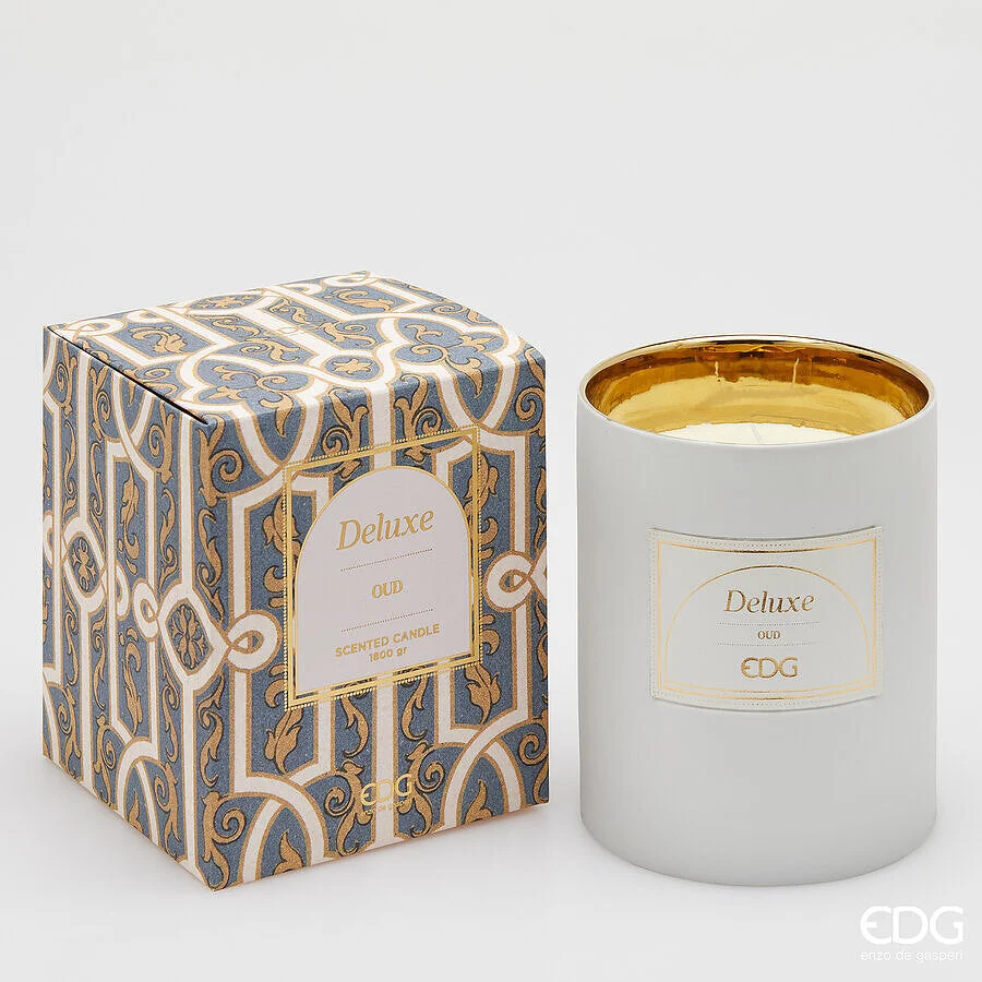 EDG Enzo De Gasperi Candela Deluxe con Profumo H 18 Cm D 15 Cm Oud Scatola Regalo