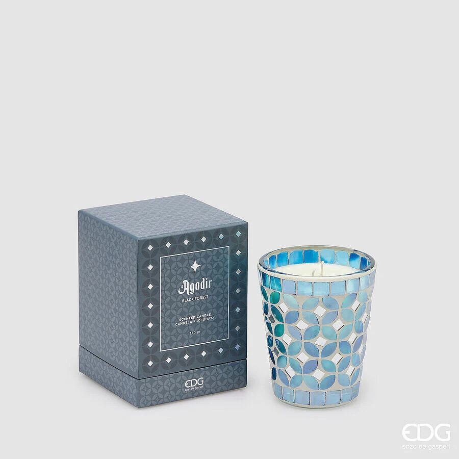 EDG Enzo De Gasperi Candela Agadir con Profumo 360 Gr H 12 Cm D 10,5 Cm Foresta Nera