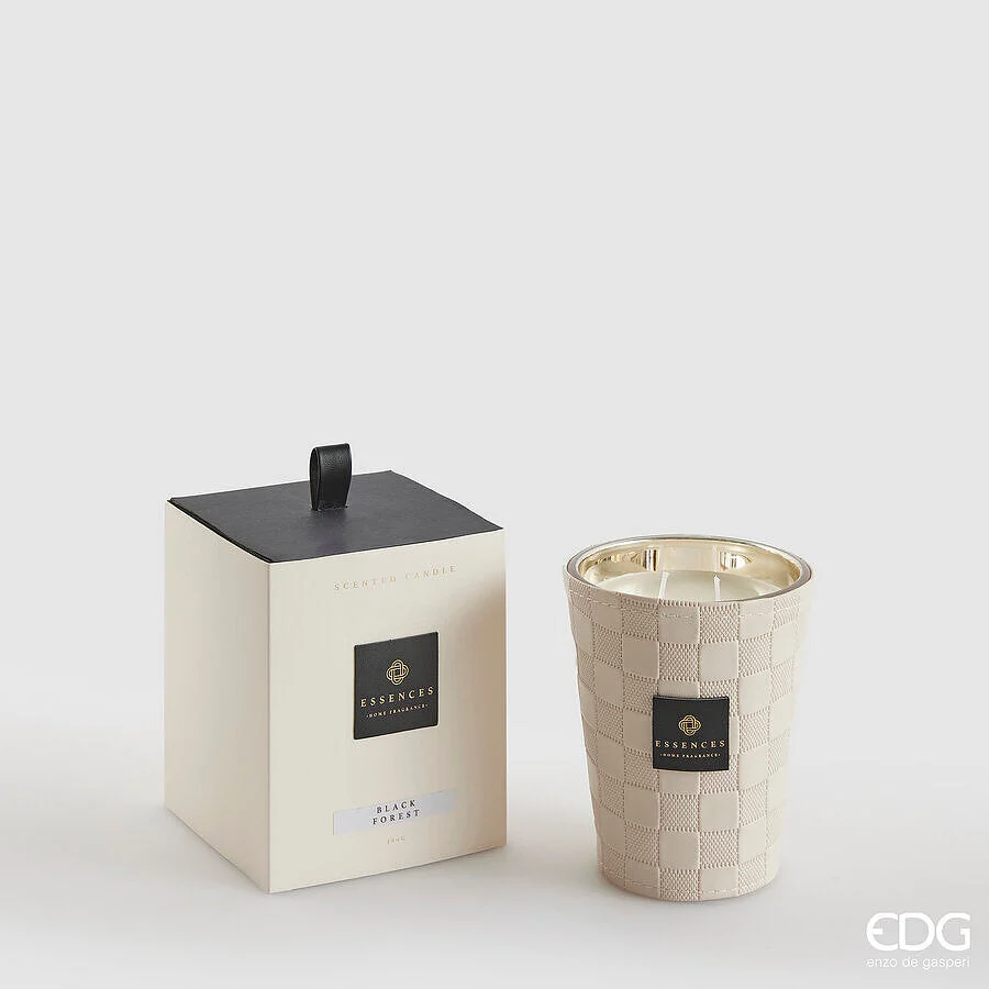 EDG Enzo De Gasperi Candela Cuir con Profumo H 12 Cm 360 Gr Black Forest Scatola Regalo