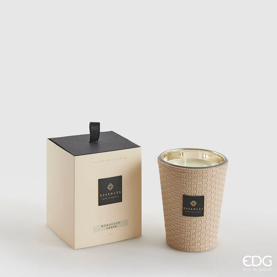 EDG Enzo De Gasperi Candela Cuir con Profumo H 12 Cm 360 Gr Moroccan Amber Scatola Regalo