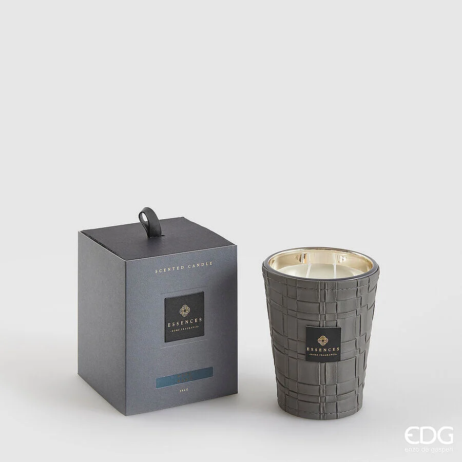 EDG Enzo De Gasperi Candela Cuir con Profumo H 12 Cm 360 Gr Black Pepper Scatola Regalo