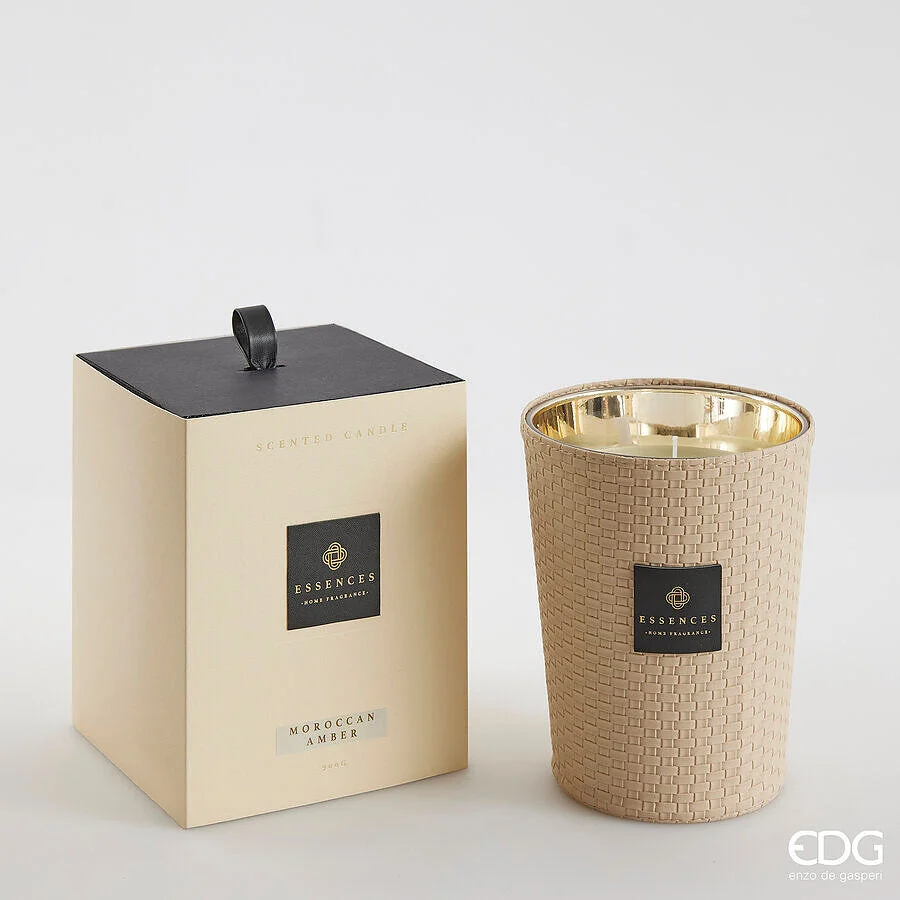 EDG Enzo De Gasperi Candela Cuir con Profumo H 16 Cm 900 Gr Moroccan Amber Scatola Regalo