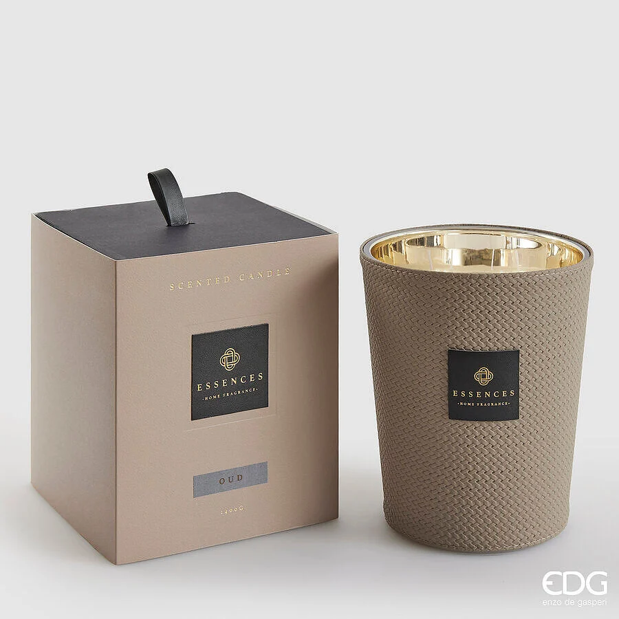 EDG Enzo De Gasperi Candela Cuir con Profumo H 18 Cm 1.400 Gr Oud Scatola Regalo