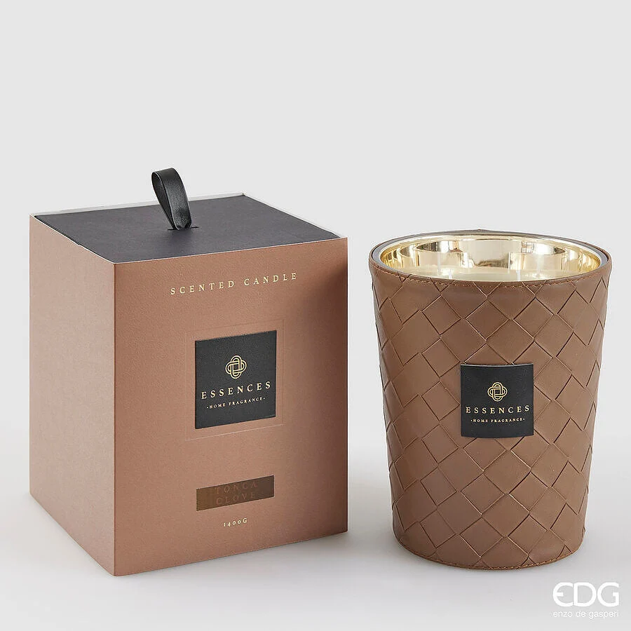 EDG Enzo De Gasperi Candela Cuir con Profumo H 18 Cm 1.400 Gr Tonka Clove Scatola Regalo